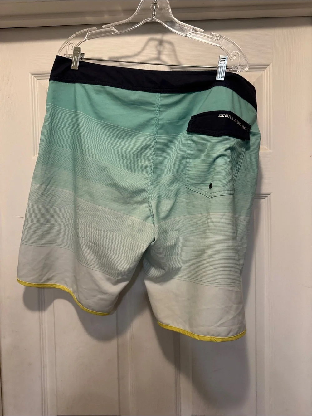 Billabong  Men's Yellow to Aqua Ombre Boardshorts with Blue Waistband
